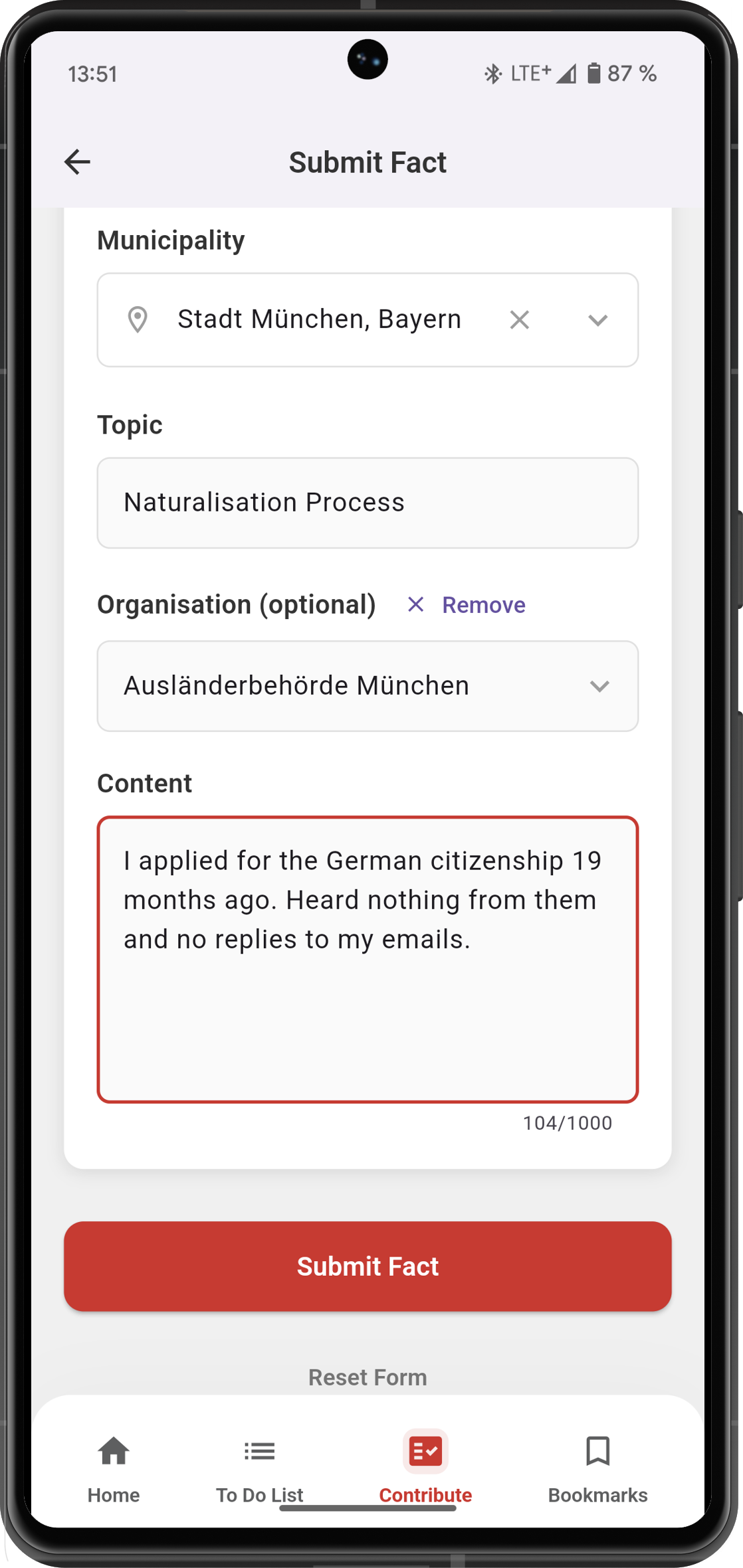 Community contribution interface