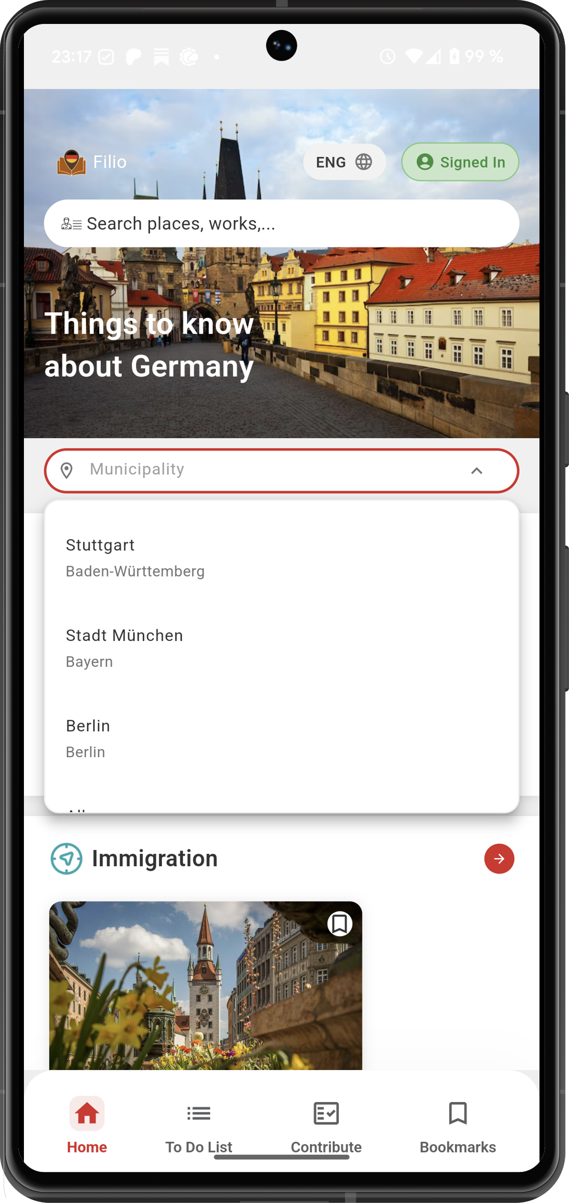 Localized municipality information